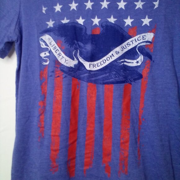 Home Of The Brave Shirt Women S Short Sleeve Liberty Freedom Justice Flag USA - Picture 5 of 14